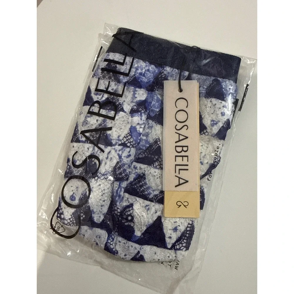 Cosabella Blue & White Printed Lace Men's Thong  Size‎ L